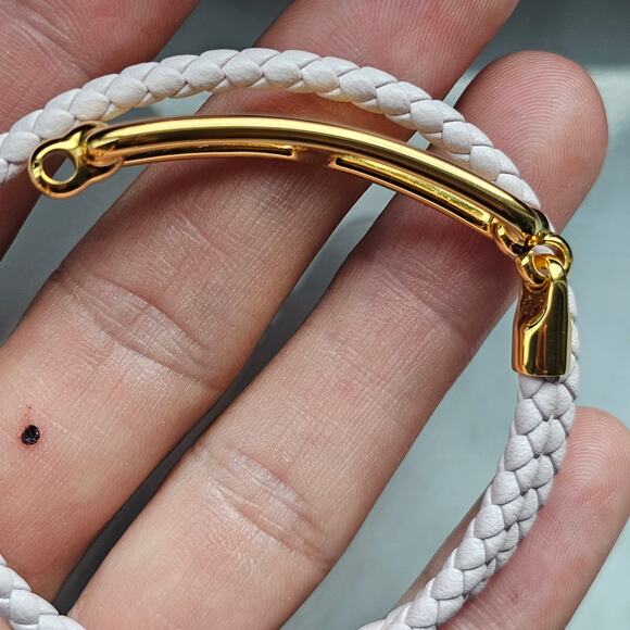 Hermes Braided Leather Bracelet T1 Ruri Double Tour Swift calfskin Mauve Pale - Picture 4 of 6